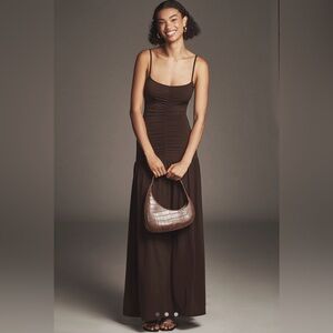 WeWoreWhat Drop Waist Ruched Chocolate Maxi Dress - NWT